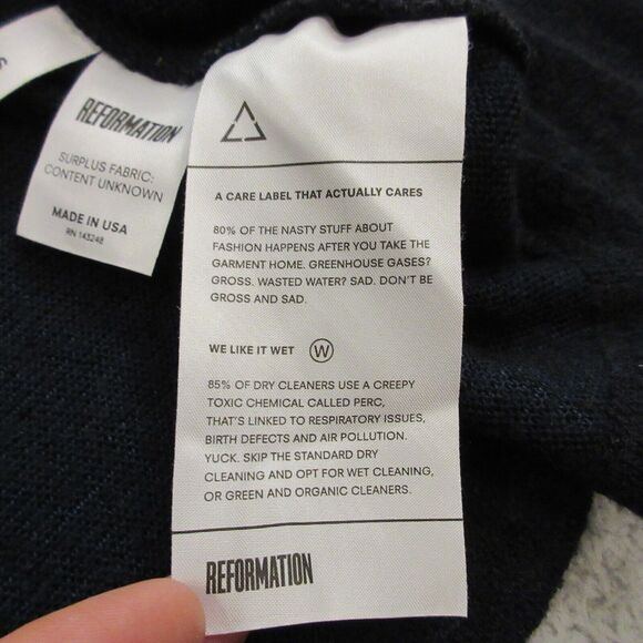 Reformation Womens‎ Crewneck Sweater size S Blue Flare Hem Pullover - Picture 7 of 11